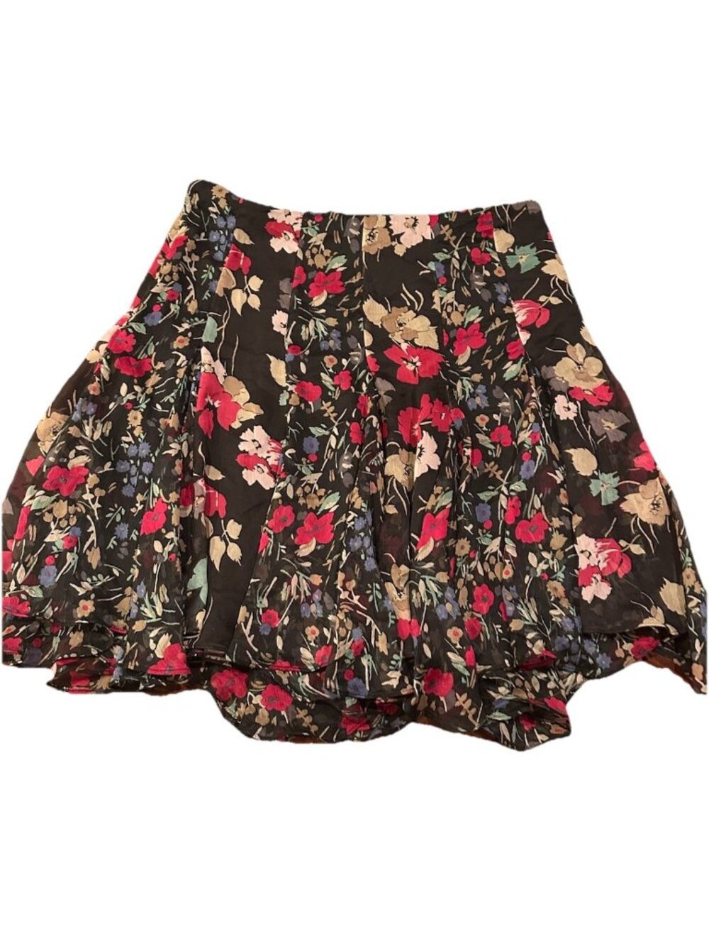 Lauren Ralph Lauren Floral Print Godet Flare Skirt Sheer Lined Plus 16